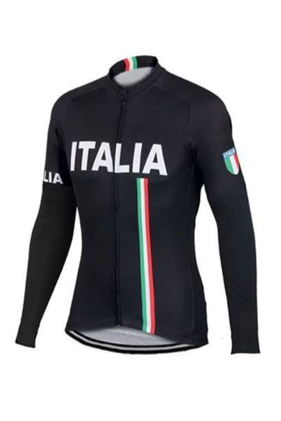 Black Italia Long Sleeve Cycling Jersey