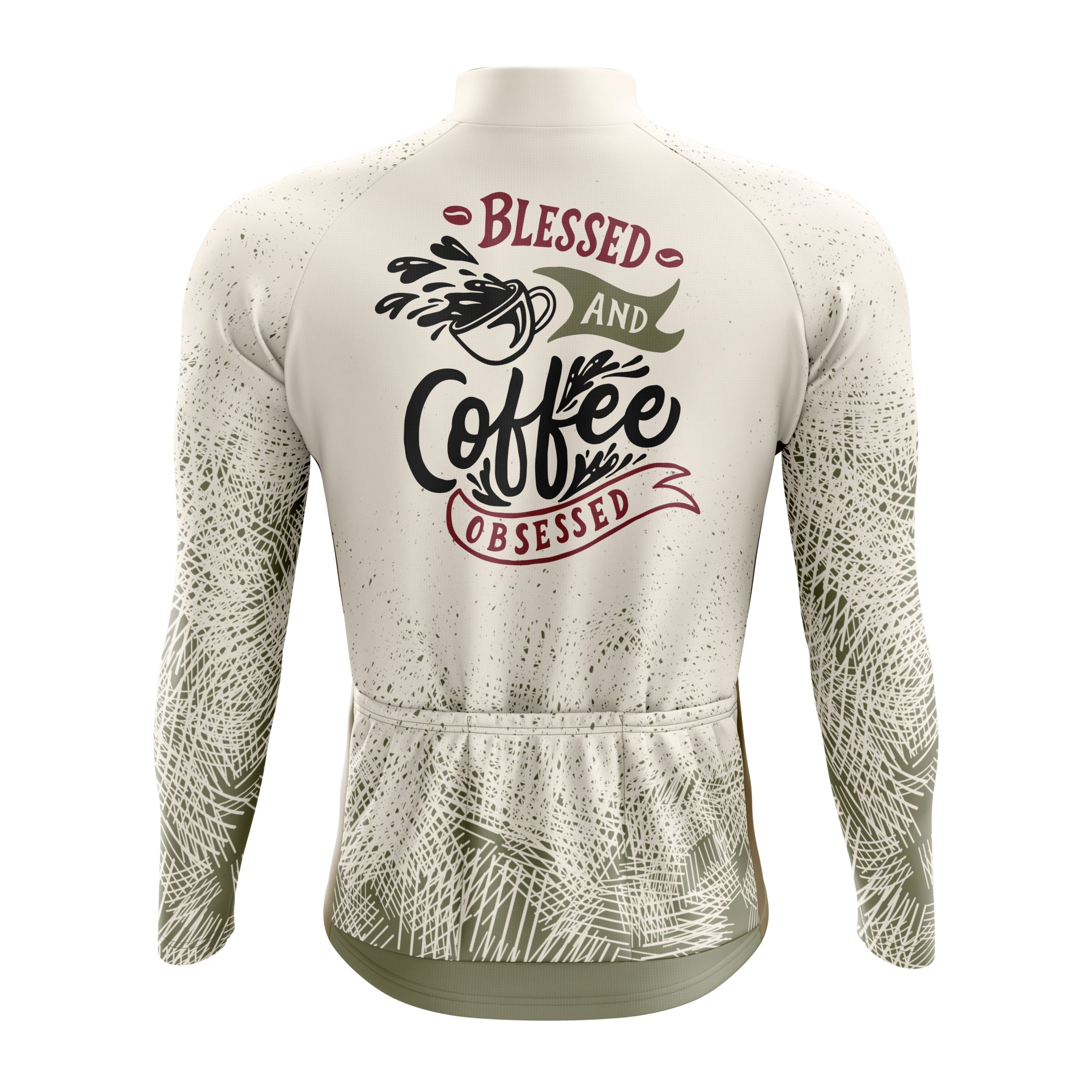 Blessed & Coffee Obsessed Long Sleeve Cycling Jersey - Image 2