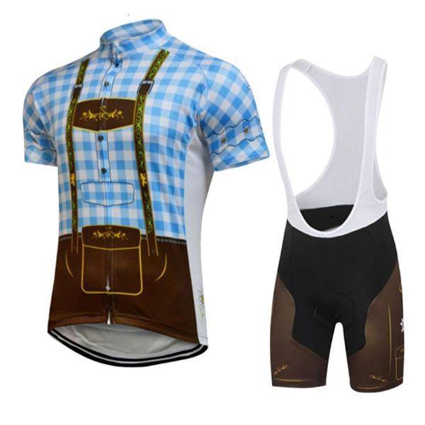 Blue Lederhosen Cycling Jersey & Shorts Set