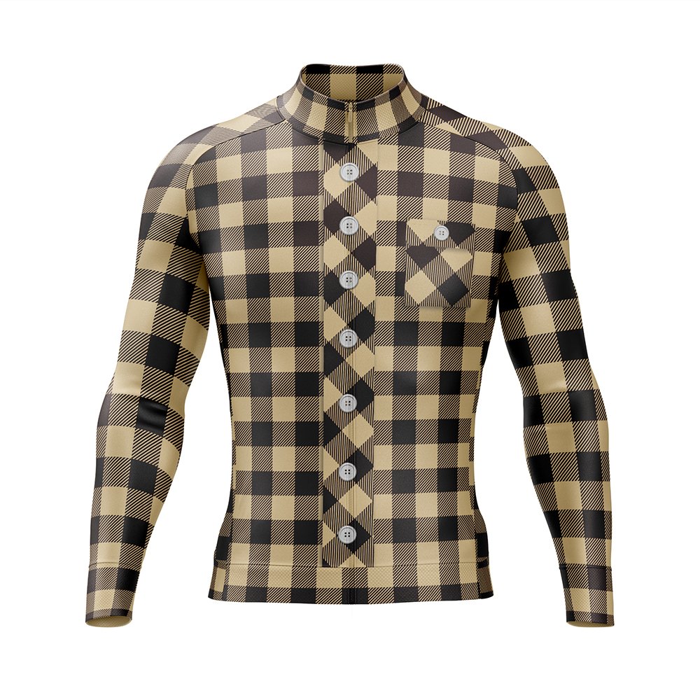 Brown Lumberjack Long Sleeve Cycling Jersey