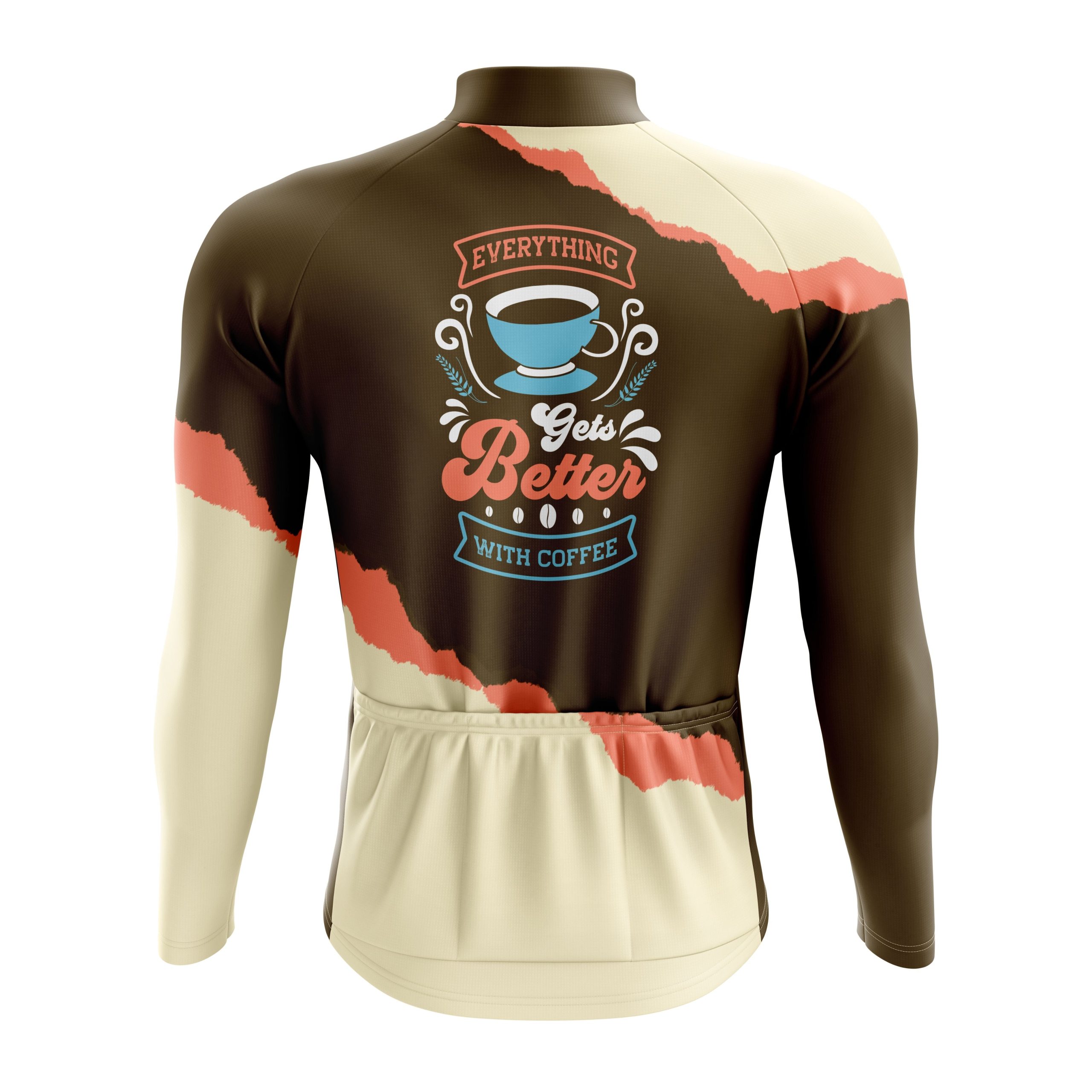 Everything Gets Better With Coffee Long Sleeve Cycling Jersey - Image 2