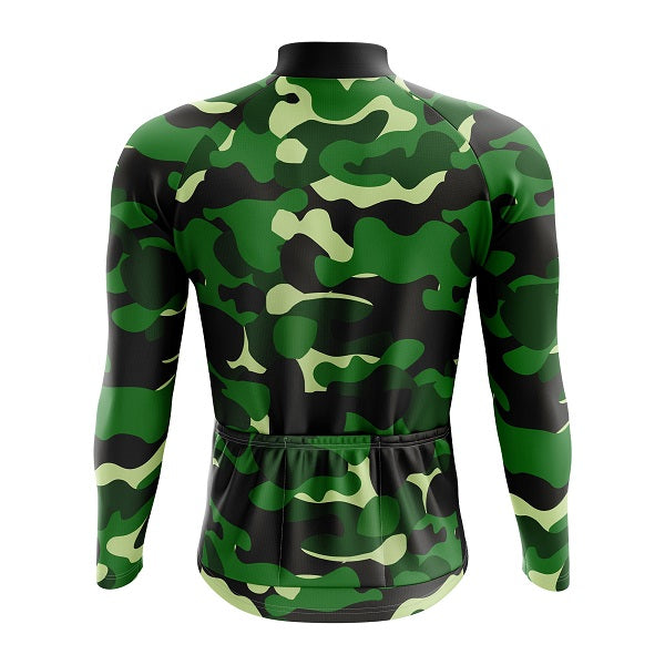 Green Camouflage Long Sleeve Cycling Jersey - Image 2