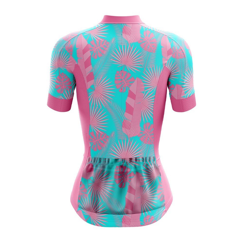 Pink & Blue Botanical Women's Cycling Jersey - Image 2