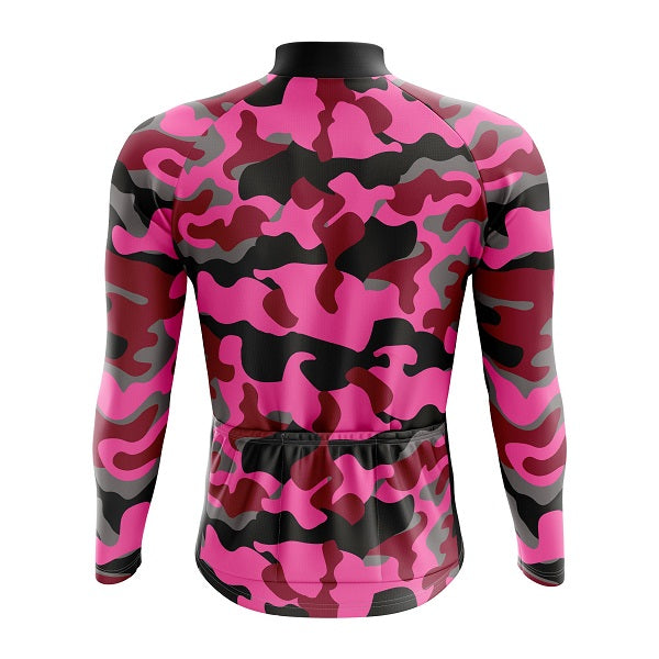 Pink Camouflage Long Sleeve Cycling Jersey - Image 2