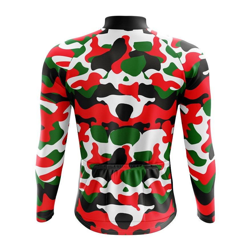 Red Camouflage Long Sleeve Cycling Jersey - Image 2