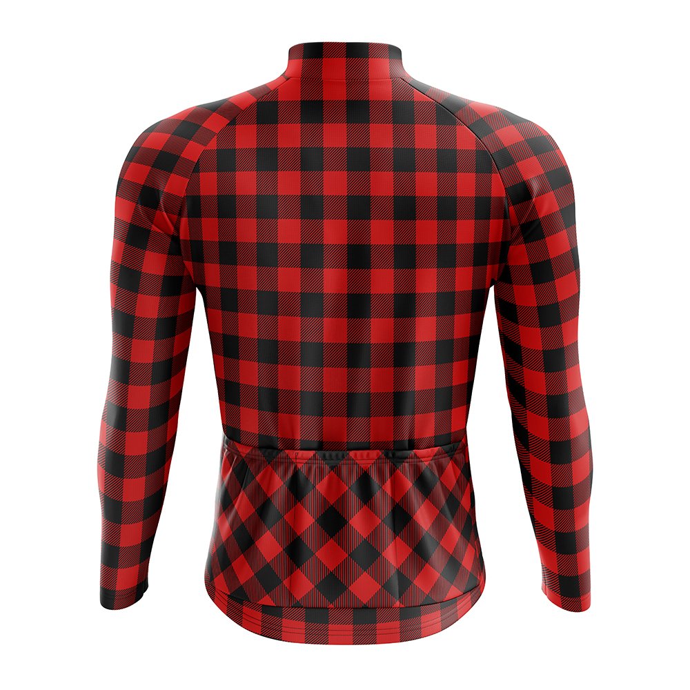 Red Lumberjack Long Sleeve Cycling Jersey - Image 2