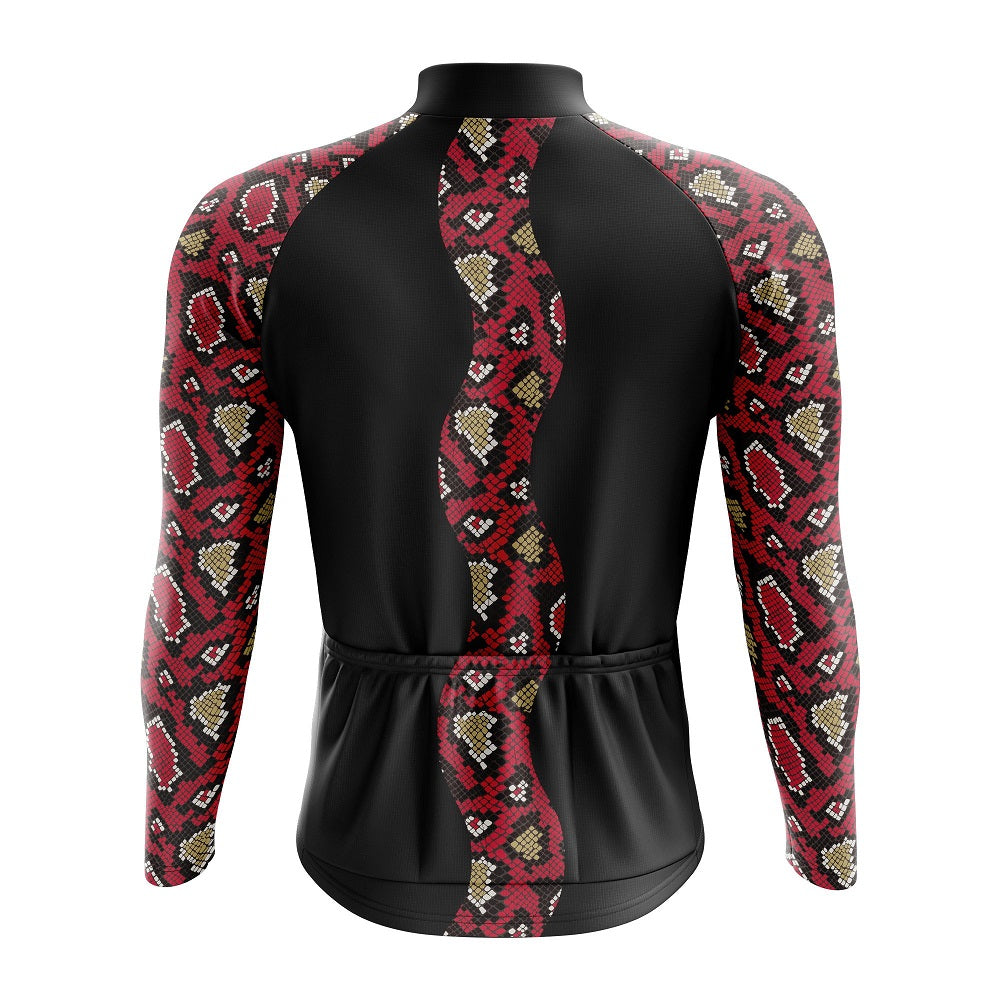 Red Snakeskin Long Sleeve Cycling Jersey - Image 2