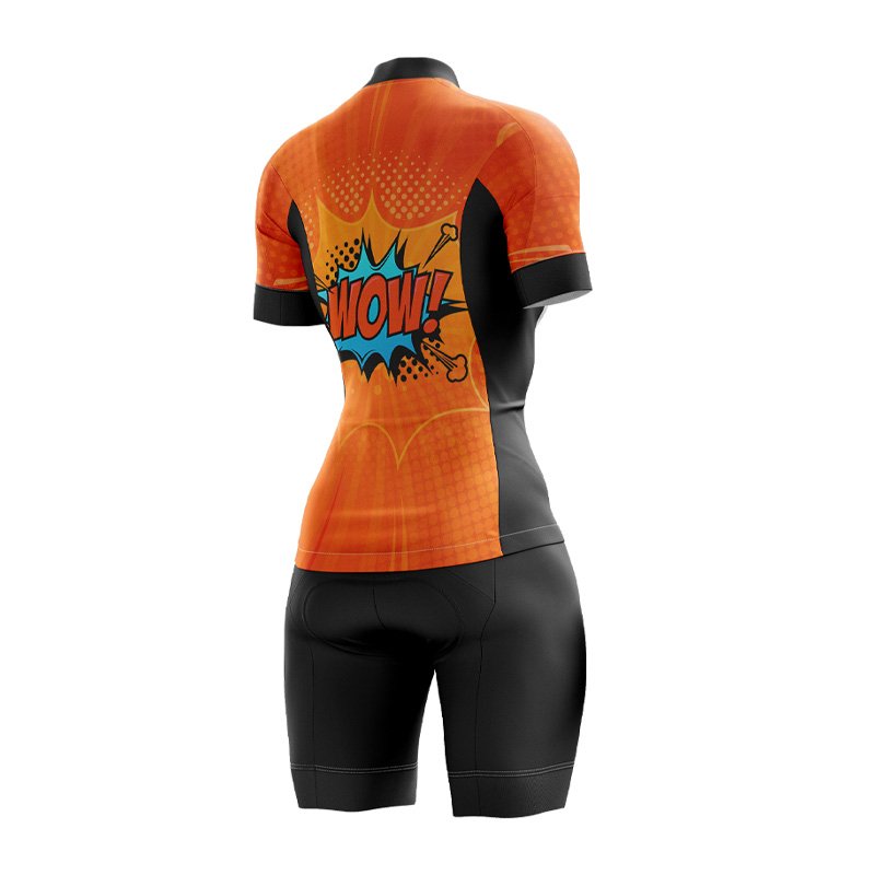 Wow Orange Pop Art Womens Cycling Kit - Image 2