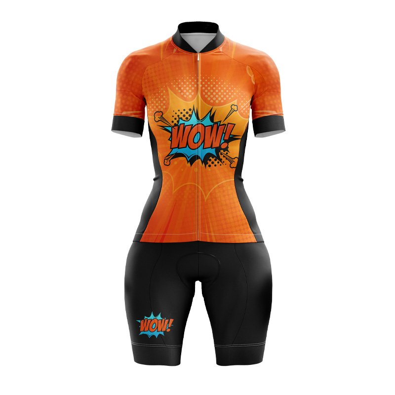 Wow Orange Pop Art Womens Cycling Kit